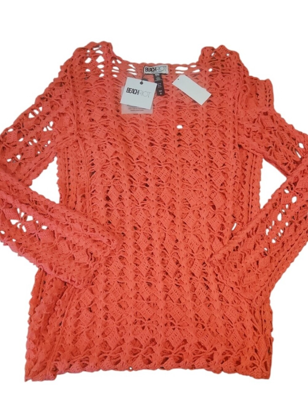 Beach Riot Ariana Crochet Maxi Dress Hot Coral L NWT Cover Up Knit - Picture 13 of 15